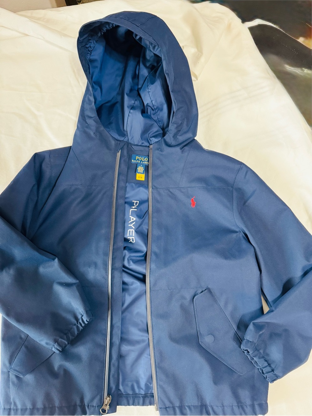 Polo by Ralph Lauren Navy Hooded Rain Jacket with Red Pony